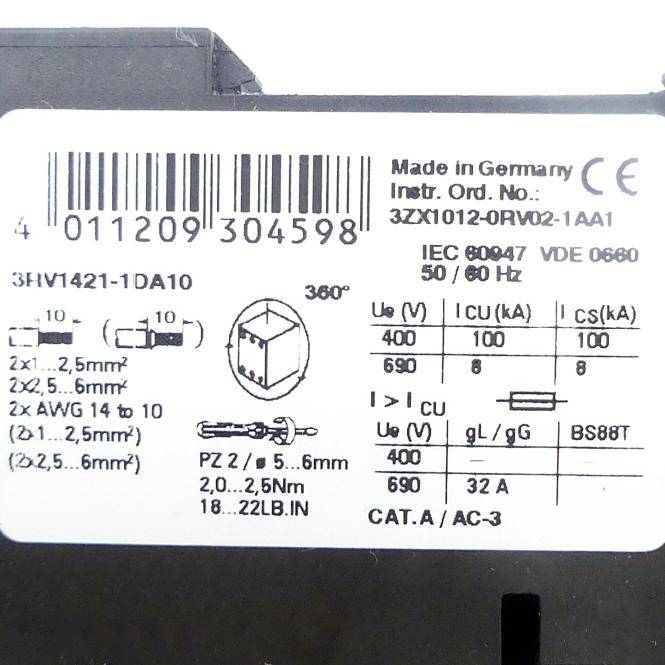 Siemens Leistungsschalter 3RV1421-1DA10 (3RV1421-1DA10)