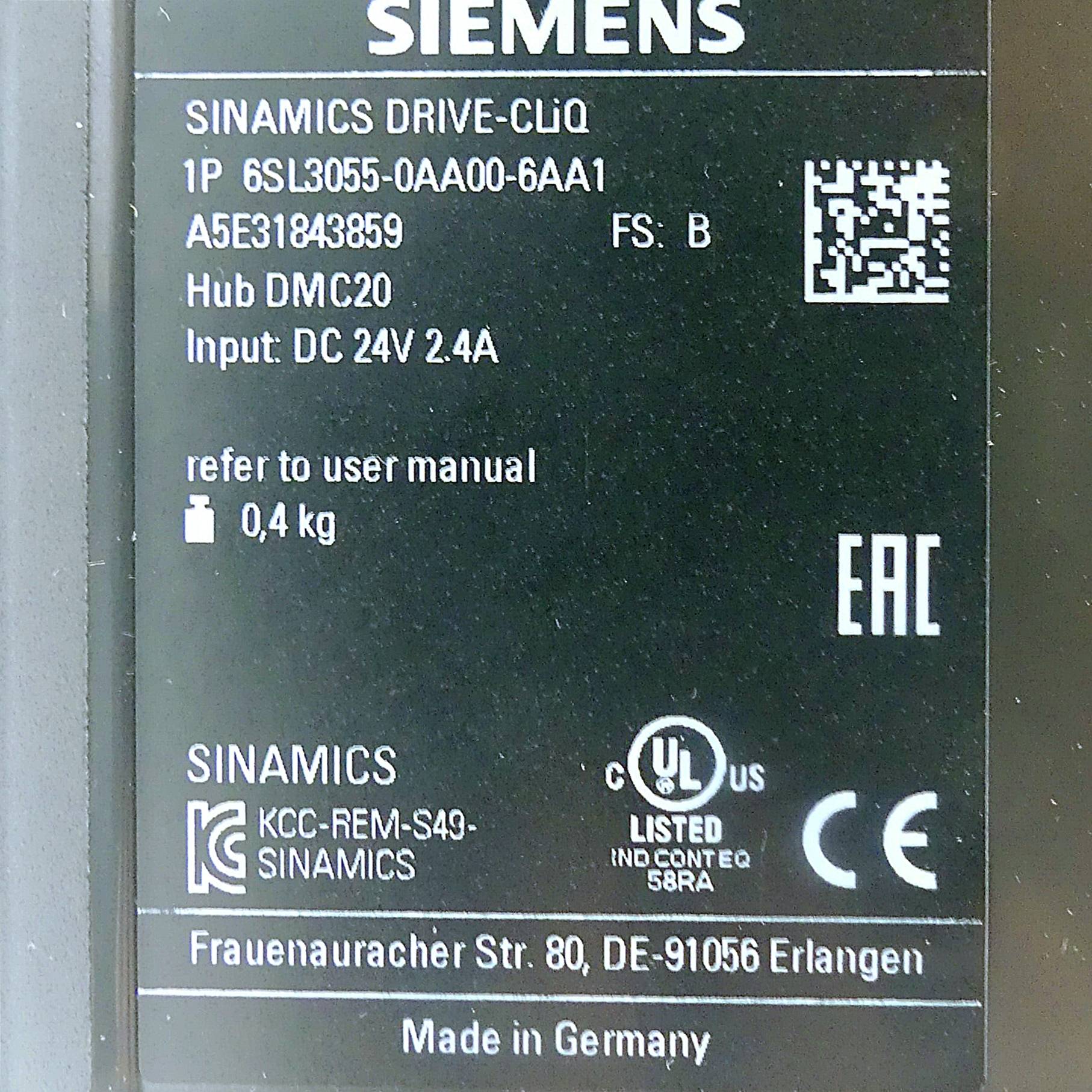 Siemens SINAMICS Drive-CLiQ Hub Modul 6SL3055-0AA00-6AA1 (6SL3055-0AA00-6AA1)