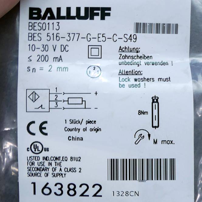 BALLUFF Induktiver Standardsensor BES0113 (BES 516-377-G-E5-C-S49)