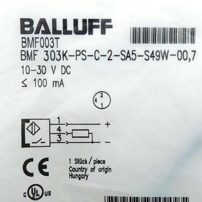 BALLUFF Magnetfeldsensor BMF003T BMF 303K-PS-C-2-SA5-S49W-00,7 (BMF 303K-PS-C-2-SA5-S49W-00,7)
