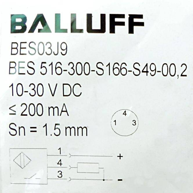 BALLUFF Induktiver Standardsensor BES03J9 BES 516-300-S166-S49-00,2 (BES 516-300-S166-S49-00,2)