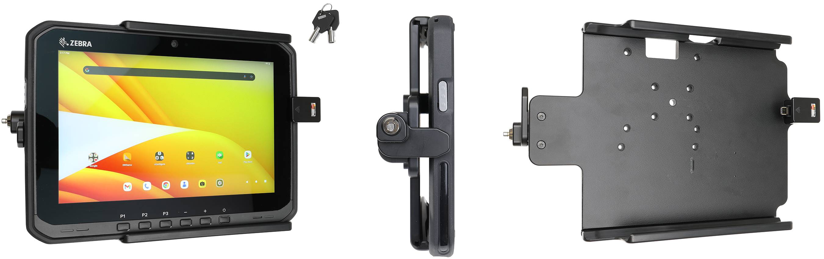 Brodit Ladeschale - with key lock (USB-C 3.1) - Schwarz