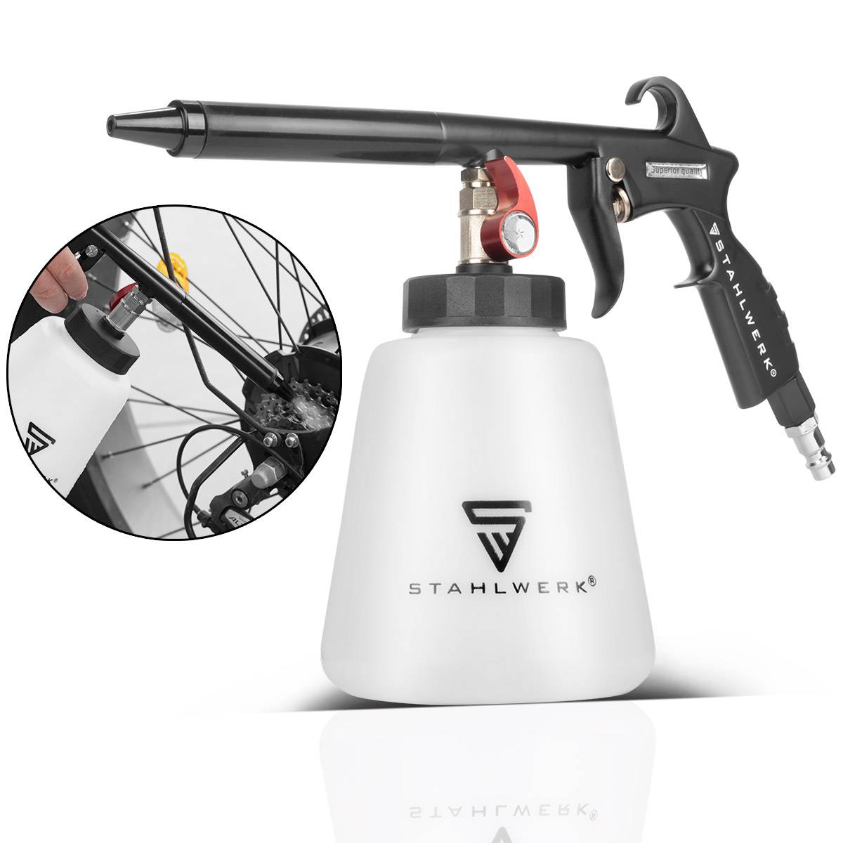 STAHLWERK Druckluft-Reinigungspistole RP-93 ST Ausblaspistole mit 1l Behälter