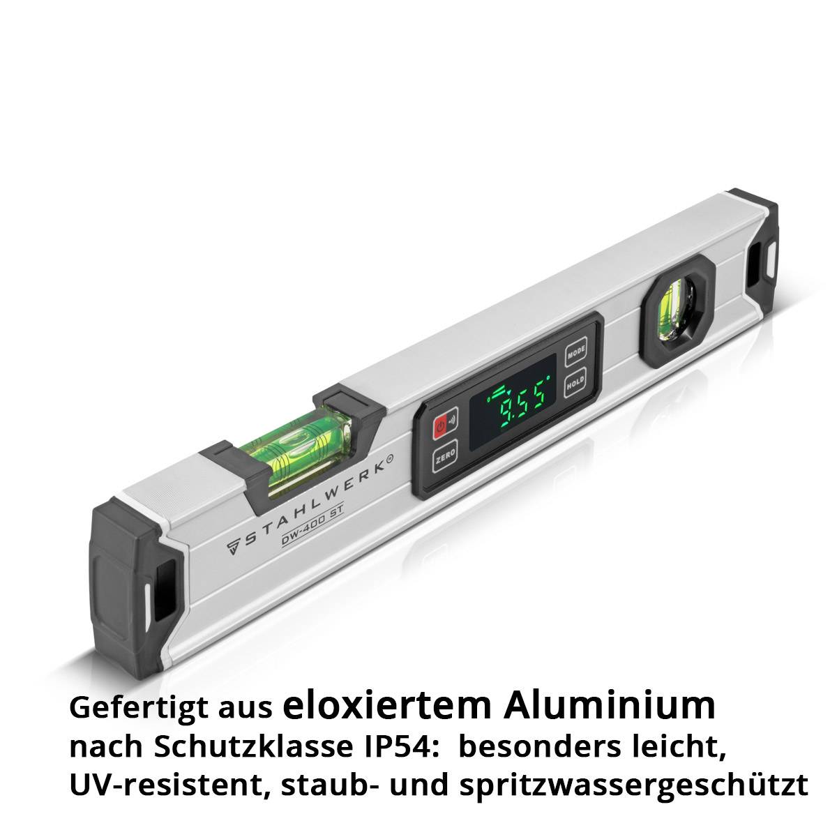 STAHLWERK Digitale Wasserwaage DW-400 ST aus Aluminium mit 400 mm Länge