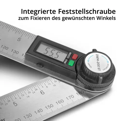 STAHLWERK Digitaler Winkelmesser DWM-200 ST mit 180 mm Messbereich 360° STAHLWERK Digitaler Winkelmesser DWM-200 ST mit 180 mm Messbereich 360°