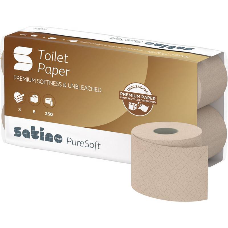 satino by wepa Toilettenpapier PureSoft, 3-lagig, braun (6420940)