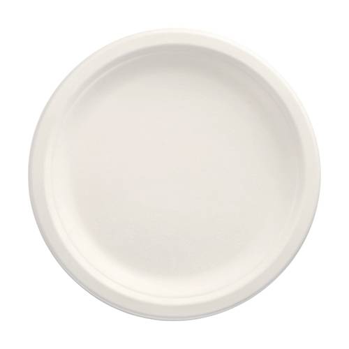 100 Teller, Zuckerrohr "pure" ungeteilt Ø 23 cm · 2 cm weiss. Material: Zuckerrohr. Farbe: weiss