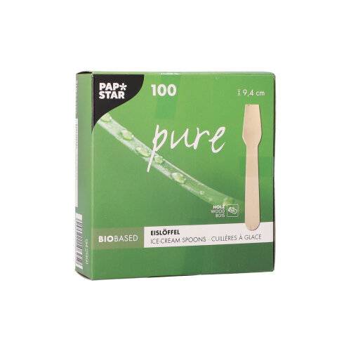 100 Eislöffel, Holz "pure" 9,4 cm