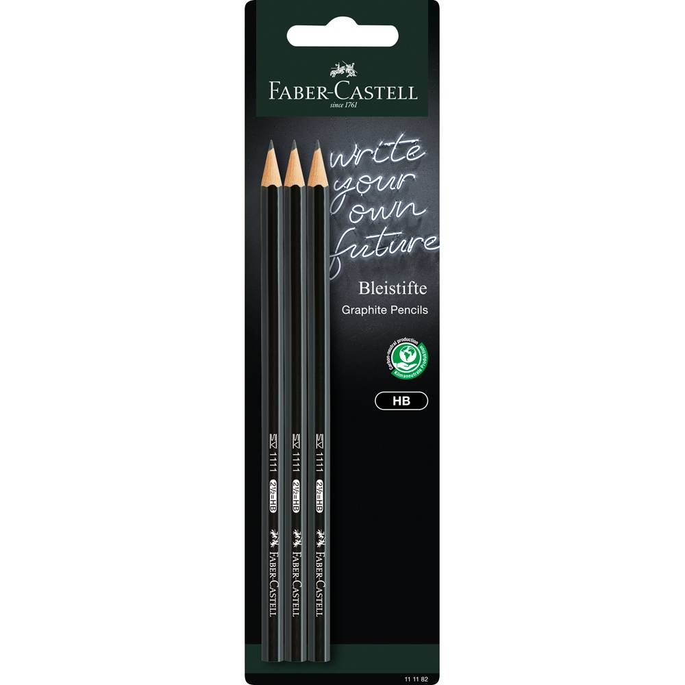 FABER-CASTELL Bleistift 1111 HB schwarz BK 3x