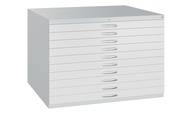 Zeichnungsschrank, DIN A1, BxTxH 1100x765x760 mm, 10 Schubladen, RAL 7035 lichtg