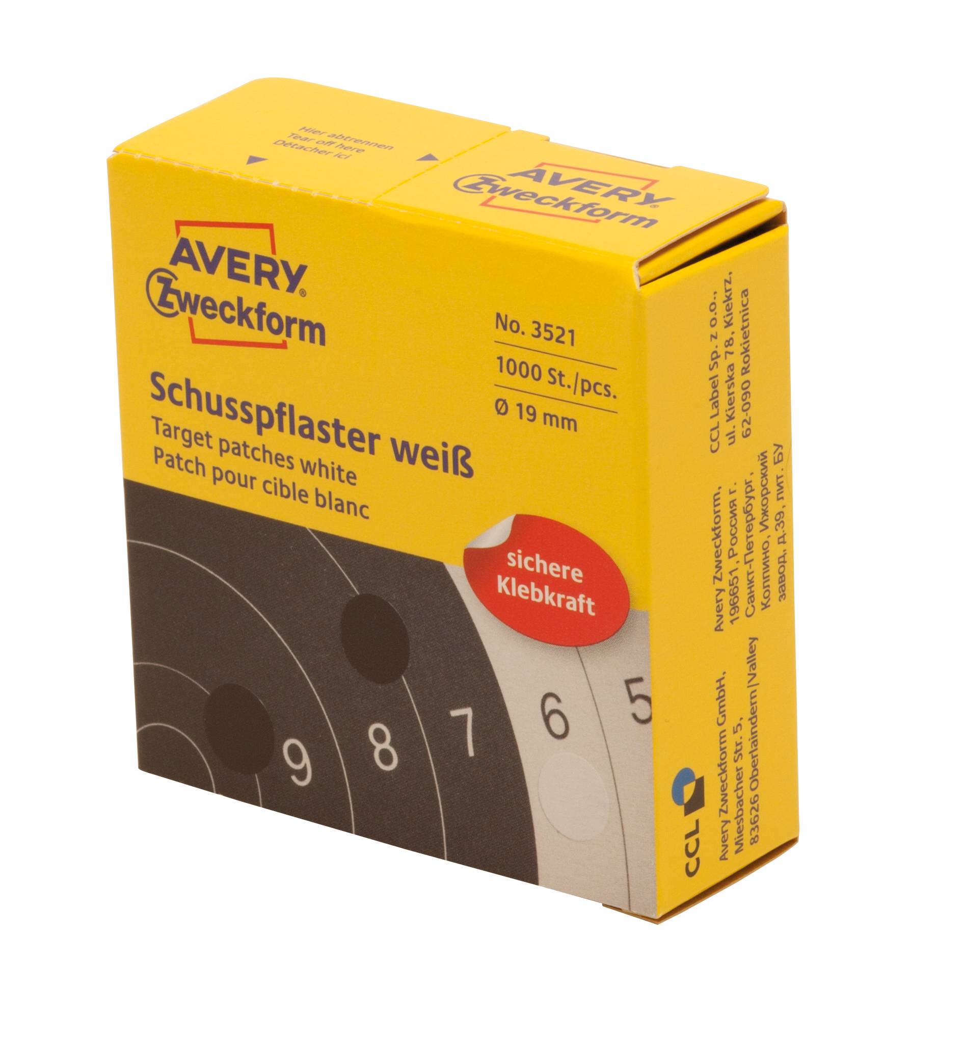 Schusspflaster, Avery 3521