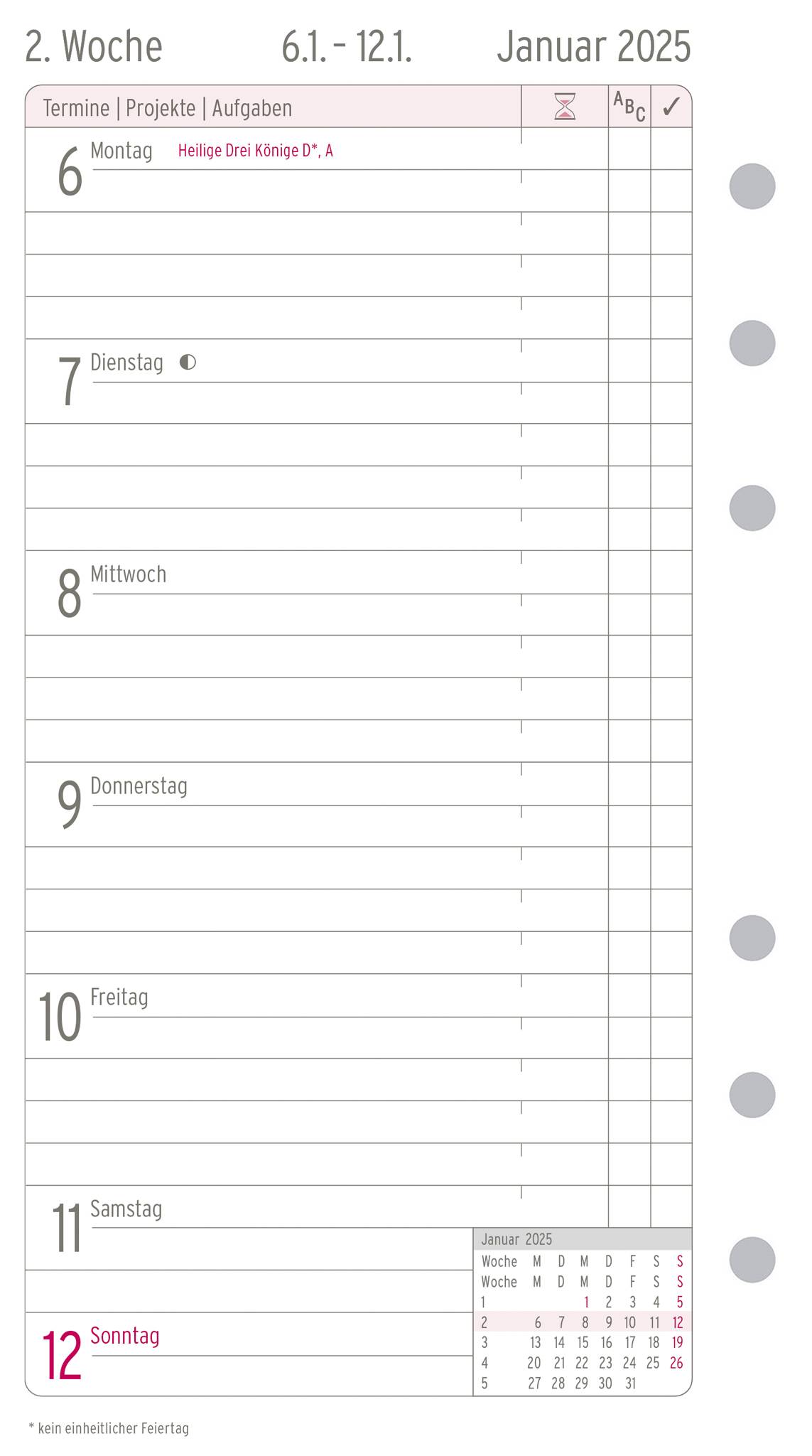 Wochenplan, Avery 50555