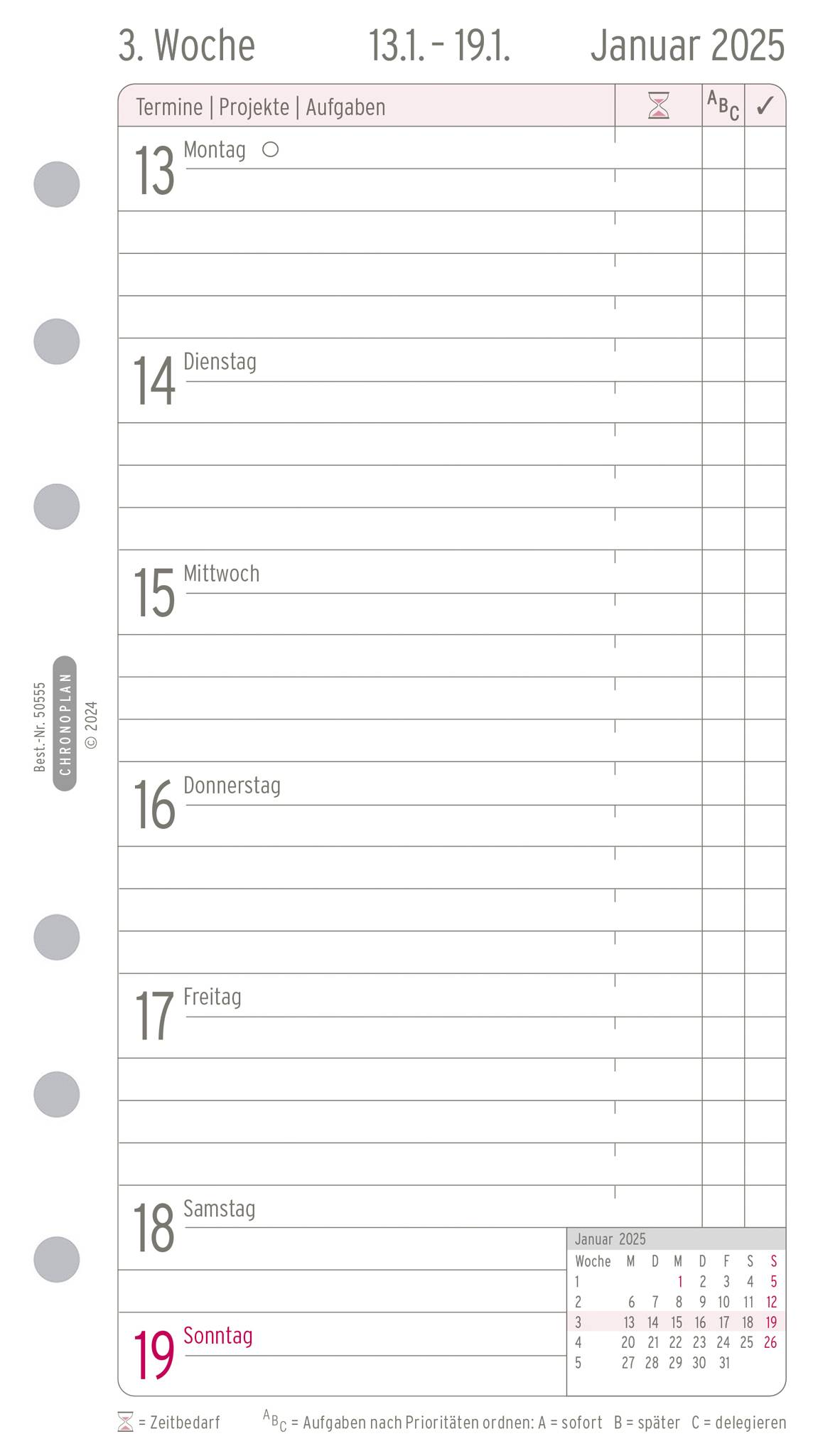Wochenplan, Avery 50555