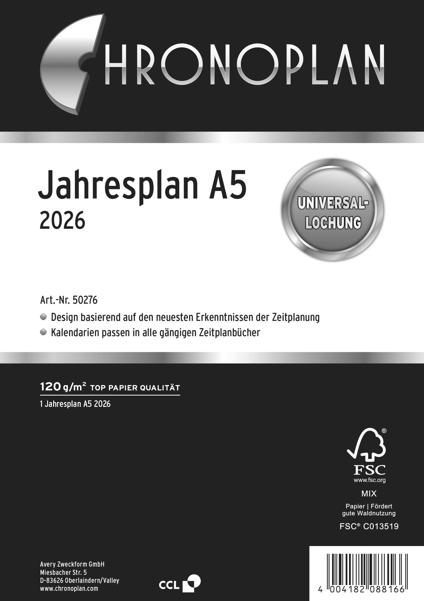 Jahresplan A5 mit Leporellofalzung Kalendarium 2026