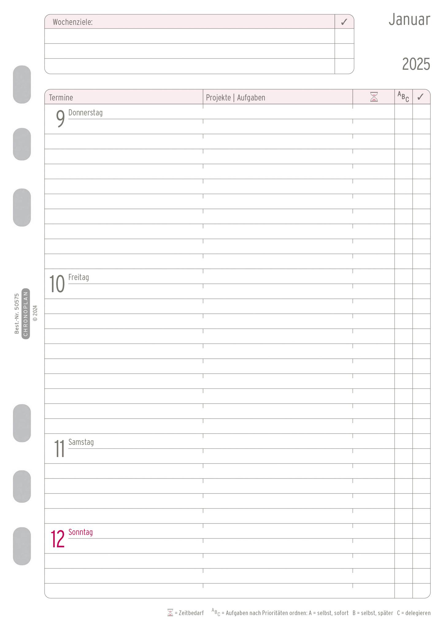 Wochenplan, Avery 50575