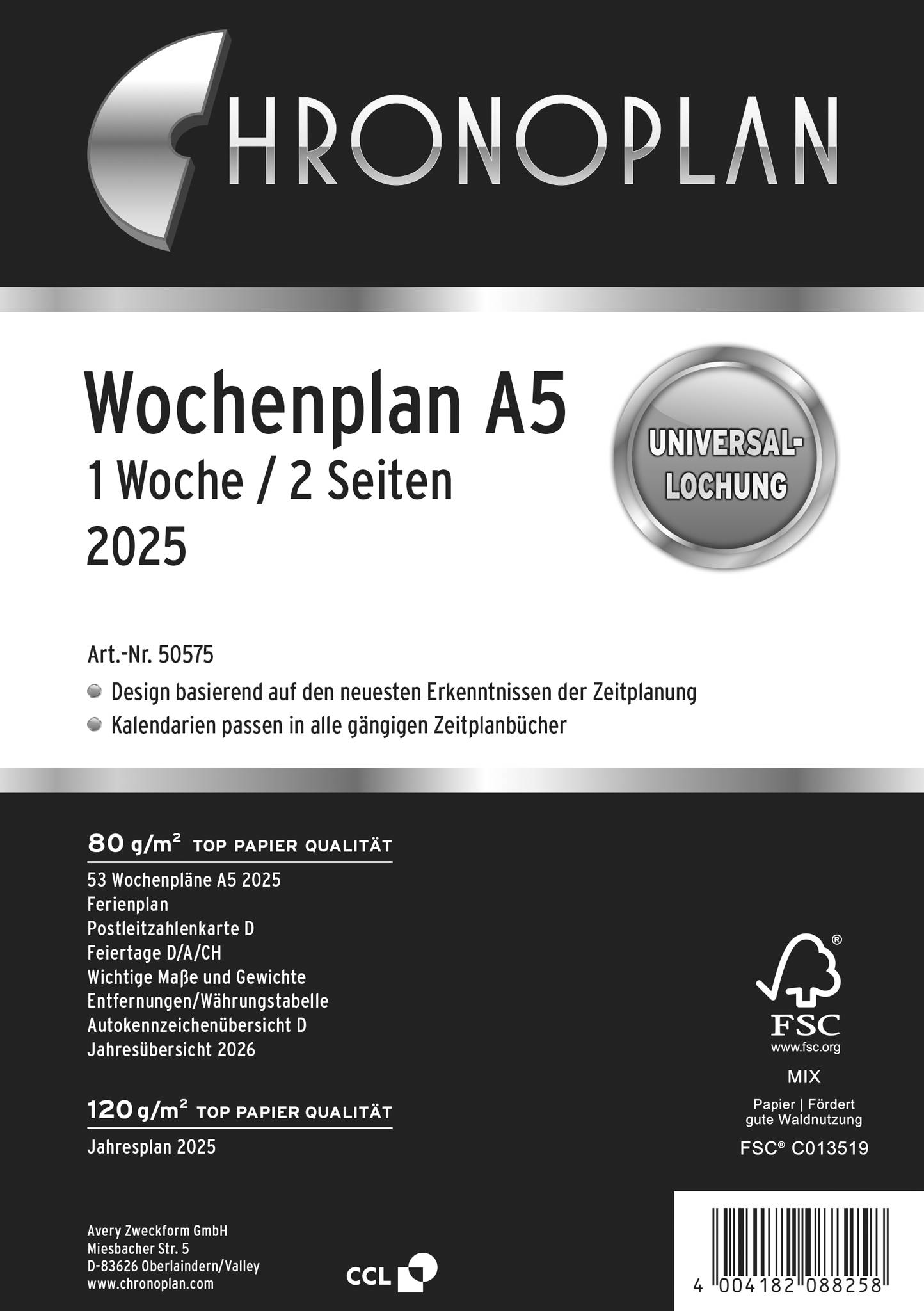 Wochenplan, Avery 50575