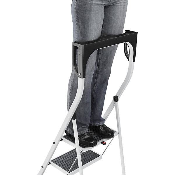 Klapptritt K75 ComfortLine Stahl Tragfähigkeit 150 kg 2 Stufen Tritthöhe 470 mm. Hailo 79191049