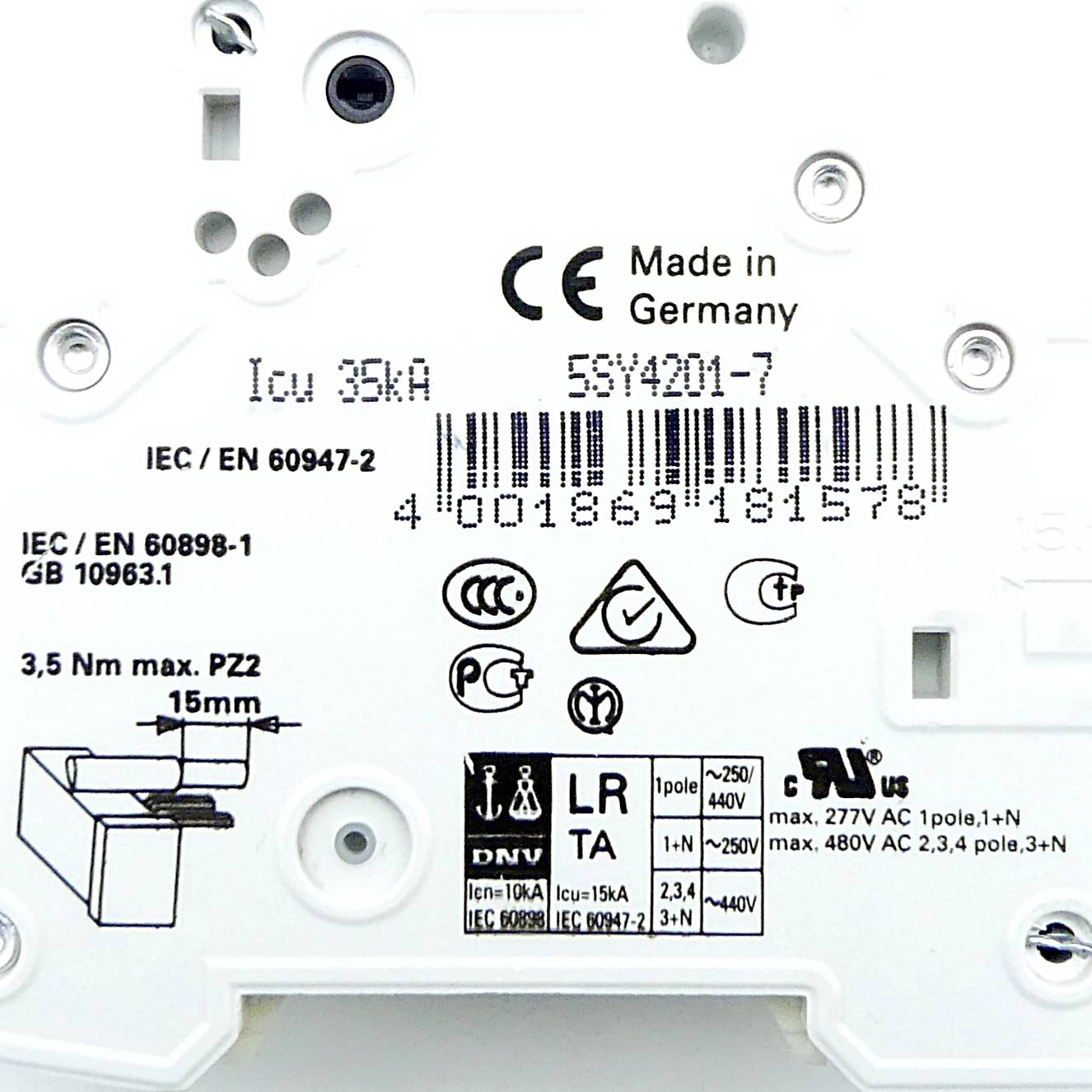 Siemens Leistungsschutzschalter MCB C1 (5SY4201-7)