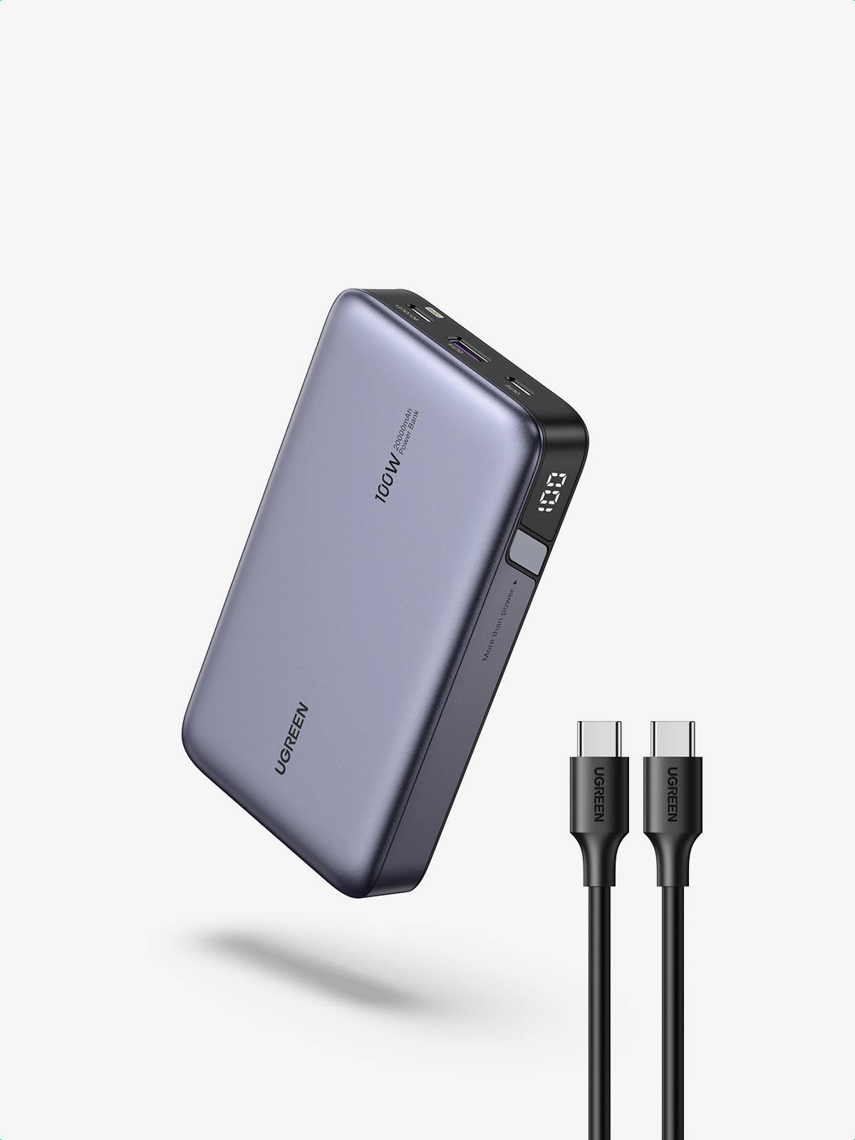 Ugreen Nexode - Powerbank - 20000 mAh - 72 Wh - 100 Watt - 6 A - PD 3.0, PD 2.0, QC 3.0, QC 2.0, Apple 2.4A, USB BC...