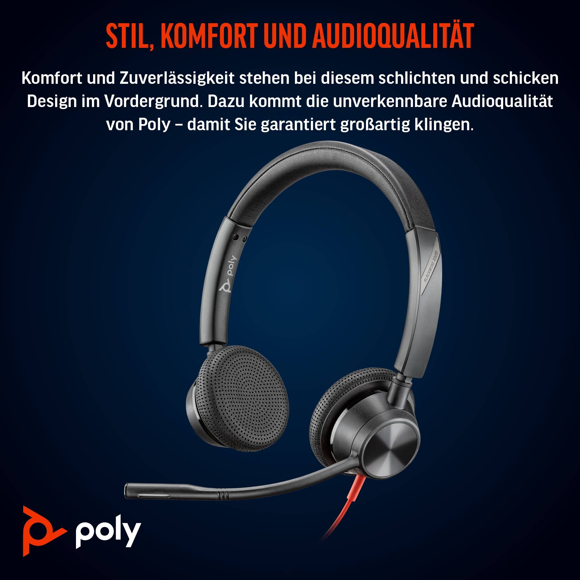 Poly Headset Blackwire C3325 Stereo USB-C/A & 3,5 mm