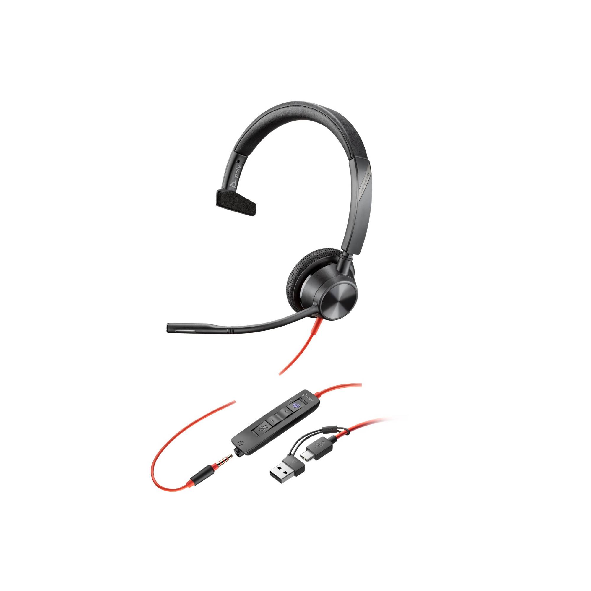 Poly Headset Blackwire C3315-M Mono USB-C/A & 3,5 mm Teams