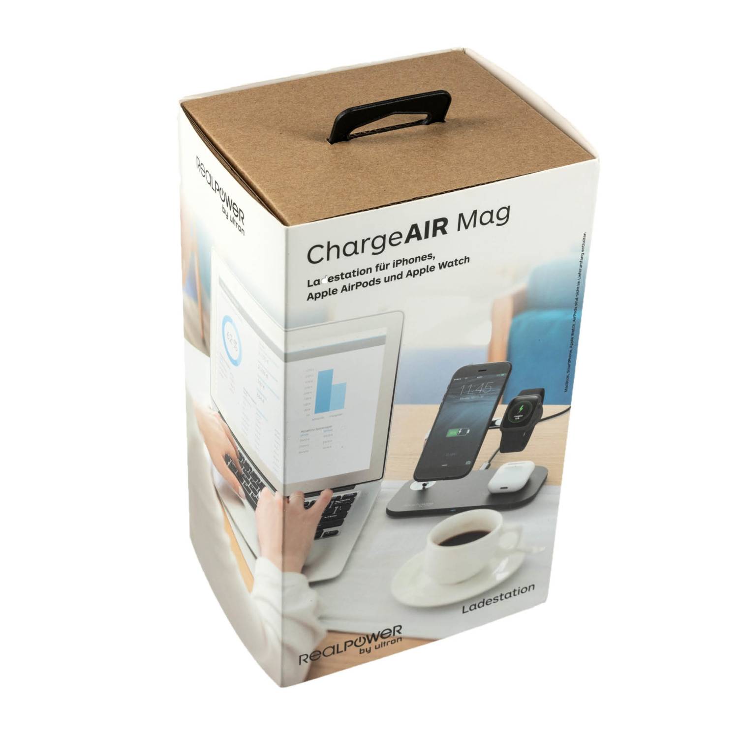 RealPower ChargeAIR Mag, Drinnen, USB, Kabelloses Aufladen, Schwarz