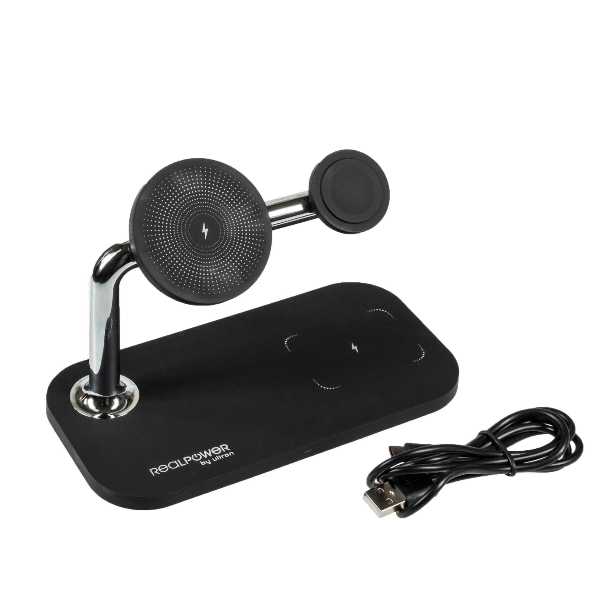 RealPower ChargeAIR Mag, Drinnen, USB, Kabelloses Aufladen, Schwarz