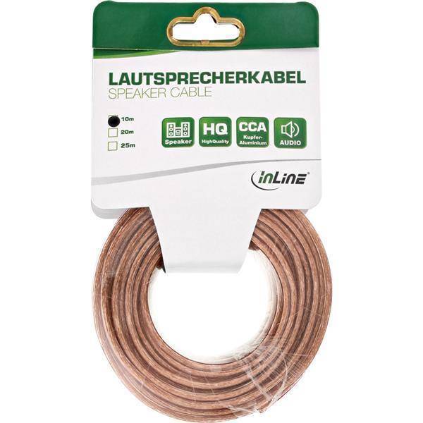 InLine® Lautsprecherkabel, 2x 1,5mm², CCA, transparent, 10m