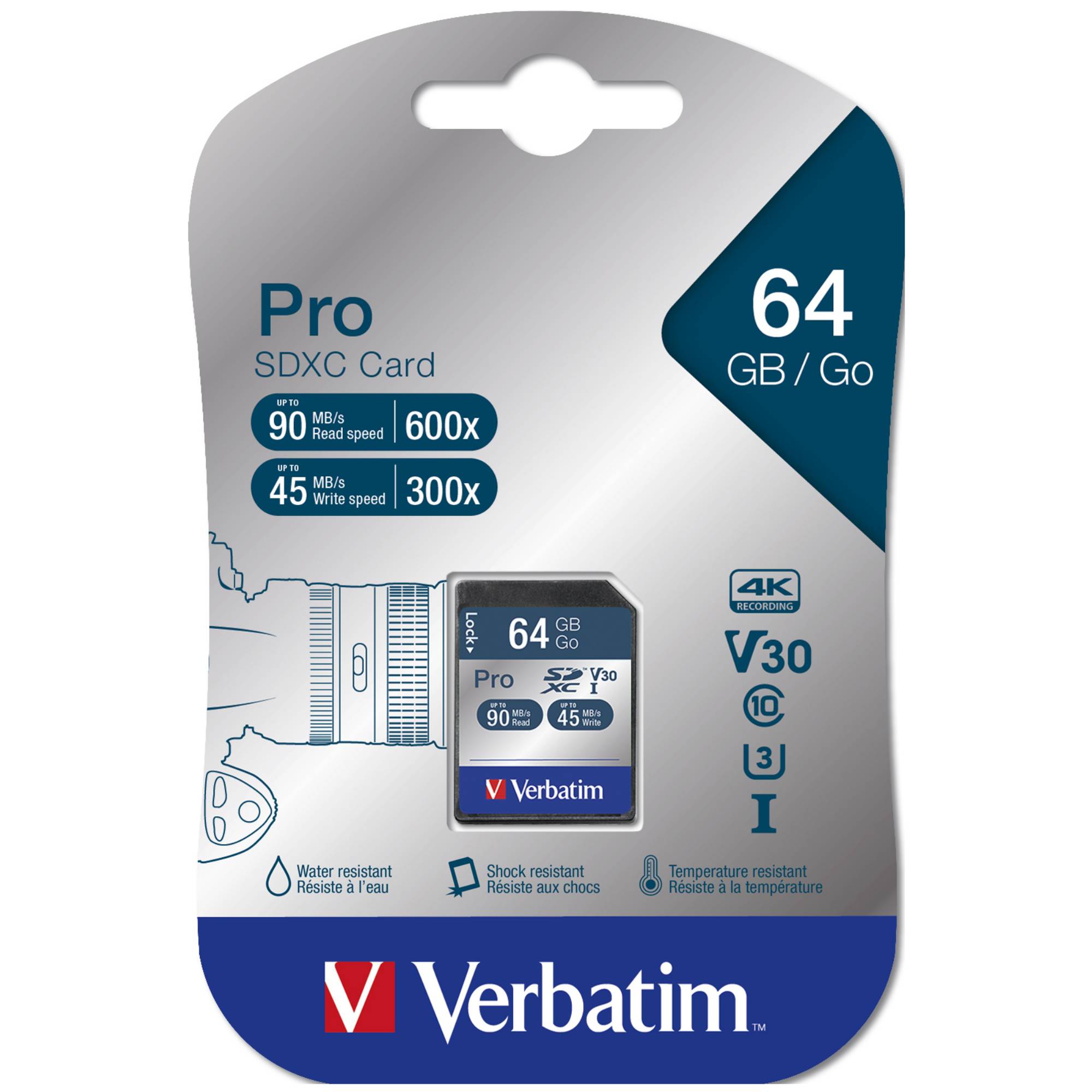 SD Card 64GB Verbatim SDHC PRO UHS-I Class 10