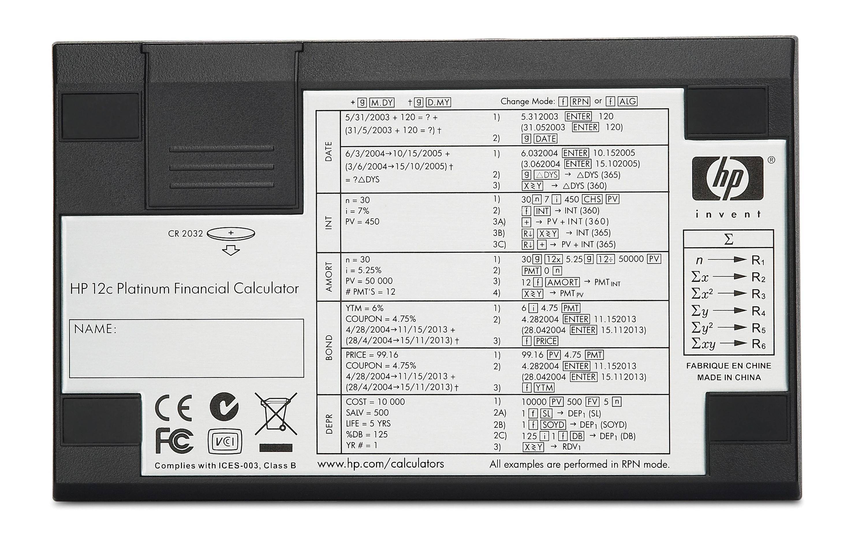 HP - 12c Platinum Finanzrechner schwarz/silber