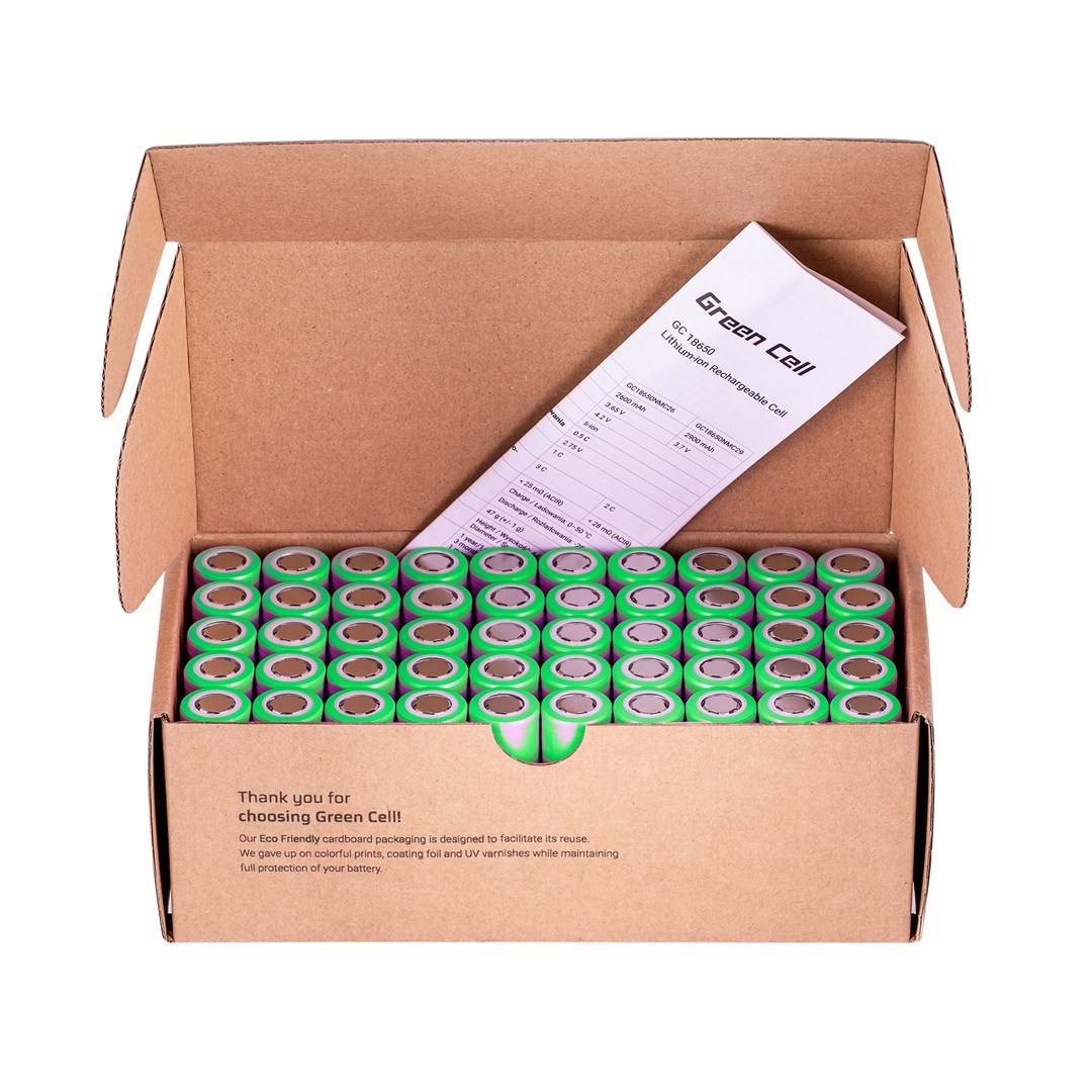 GREEN CELL - 50GC18650NMC29 Haushaltsbatterie Wiederaufladbarer Akku 18650 Lithium-Ion - Akku - 2.900 mAh