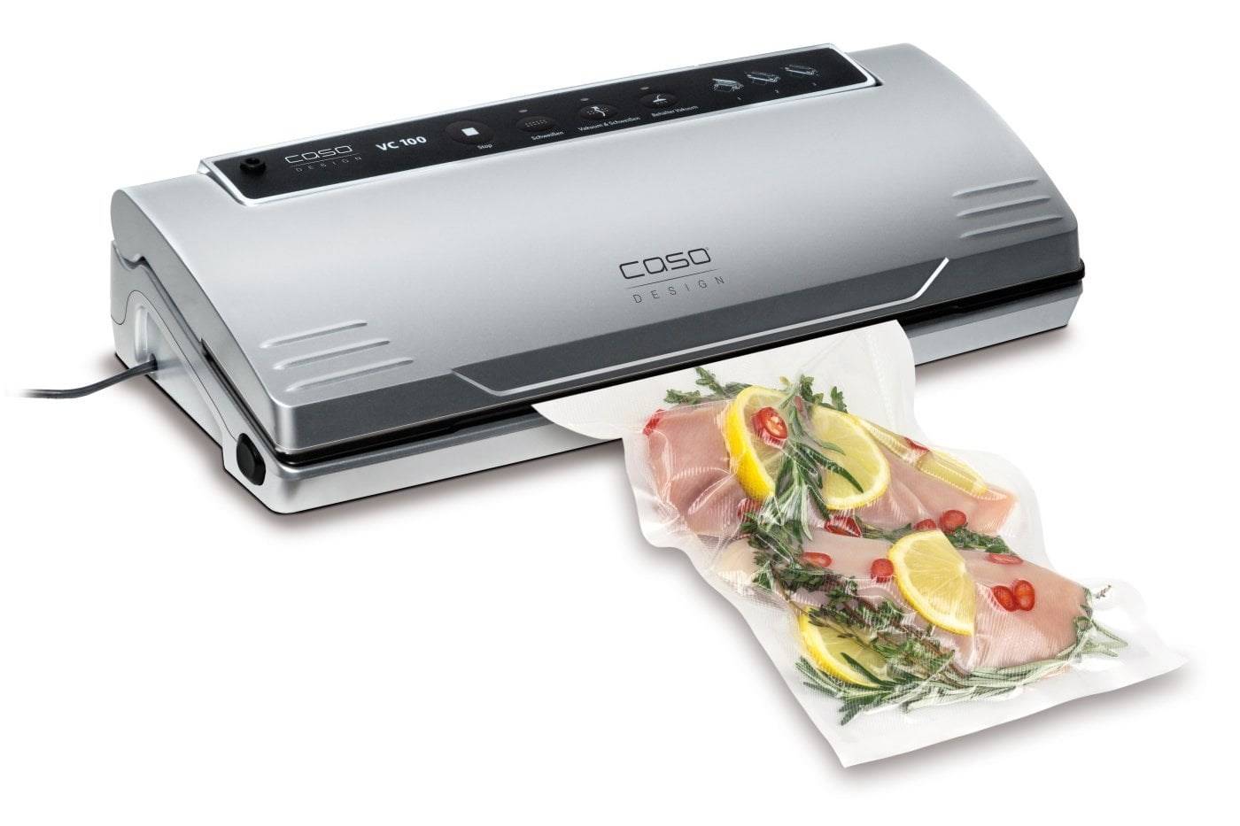 CASO Vakuumierer VC100 | doppelte Schweißnaht | Vakuumstärke regulierbar | Schlauchanschluss | 30 cm Folienbreite | grau