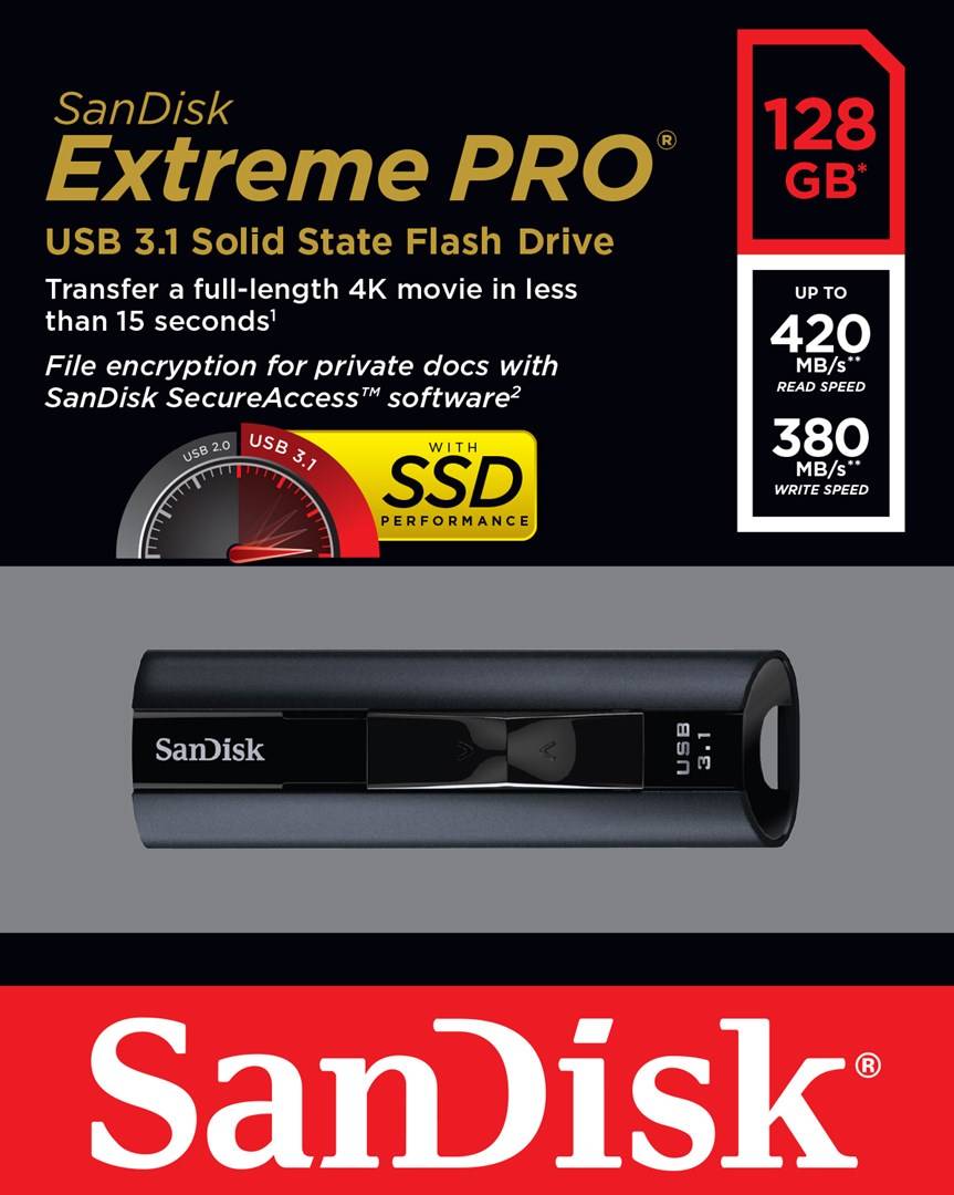 SanDisk Cruzer Extreme PRO® USB-Stick 128 GB Schwarz SDCZ880-128G-G46 USB 3.2 Gen 2 (USB 3.1)