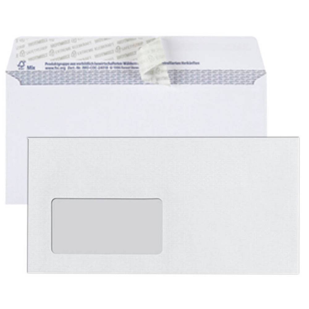 BONG Briefumschläge DIN lang mit Fenster haftklebend 08905031