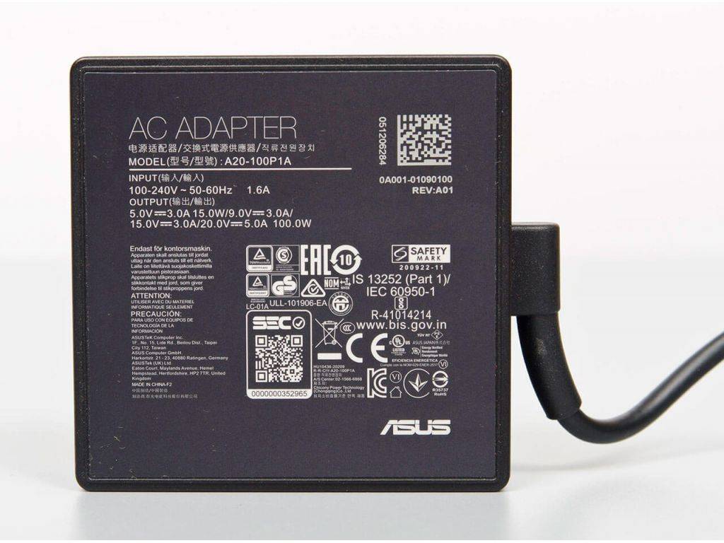 ASUS 0A001-01090100 adattatore e invertitore Interno 100 W Nero (ASUS G513QE/G513RM 100W 3PIN USB-C Power Adapter)