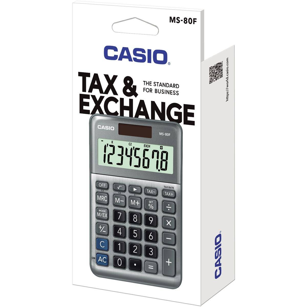 Casio MS-80F Tischrechner Grau Display (Stellen): 8 batteriebetrieben, solarbetrieben (L x B x H) 148.5 x 101 x 148.5 mm