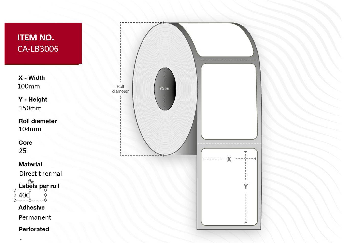 Capture Label 100x150 Core 25 Diameter. Thermal