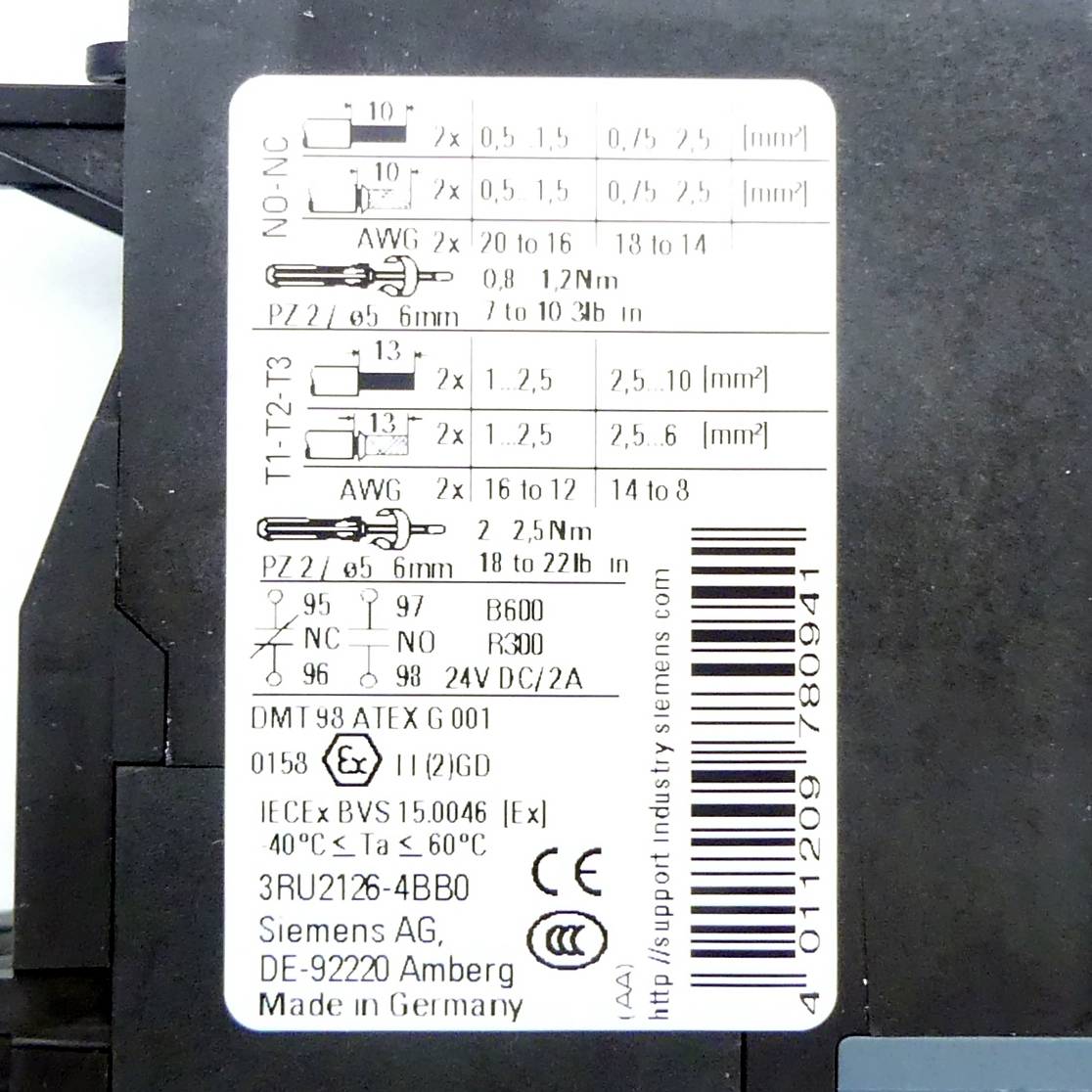 Siemens Überlastrelais (3RU2126-4BB0)