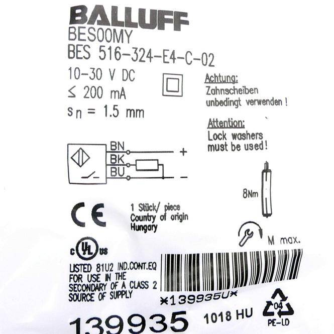 BALLUFF Induktiver Sensor BES 516-324-E4-C-02 (BES 516-324-E4-C-02)