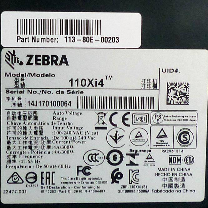 topex Etikettendrucker 113-80E-00203 (zebra 110Xi4)