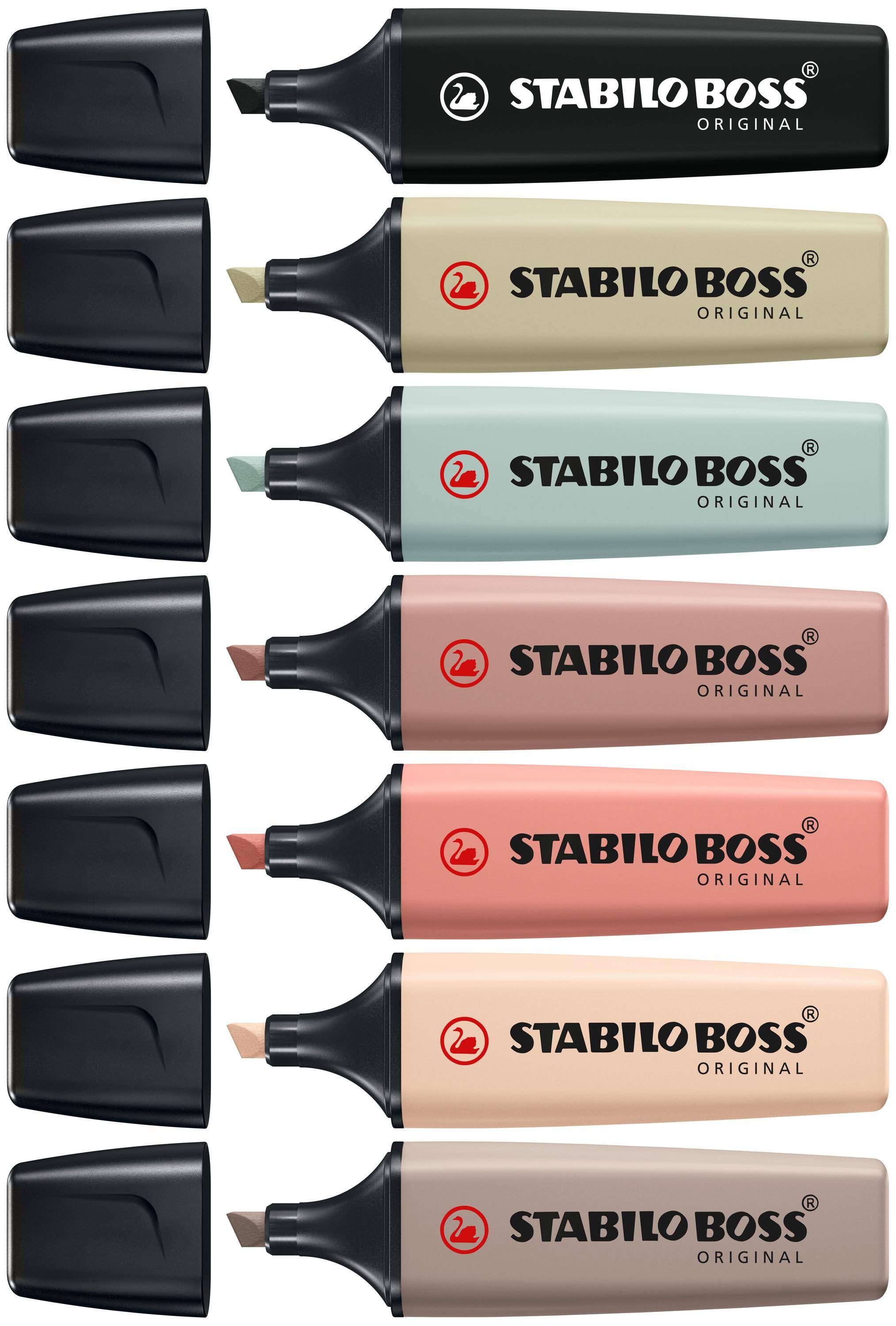 STABILO BOSS ORIGINAL NatureColors, 10 Stück(e), Braun, 18 Jahr(e), Meißel, Schwarz, Braun, Kunststoff