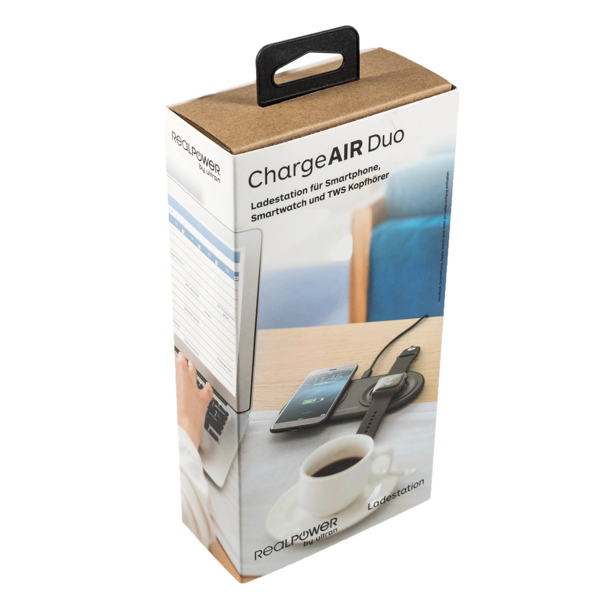 RealPower ChargeAIR Duo, Drinnen, USB, Schwarz