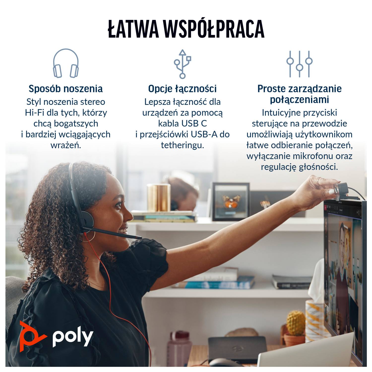 HP Poly BW 3220 USB-C HS +USB-C/A Bulk Eingabe / Ausgabe Kopfhörer &