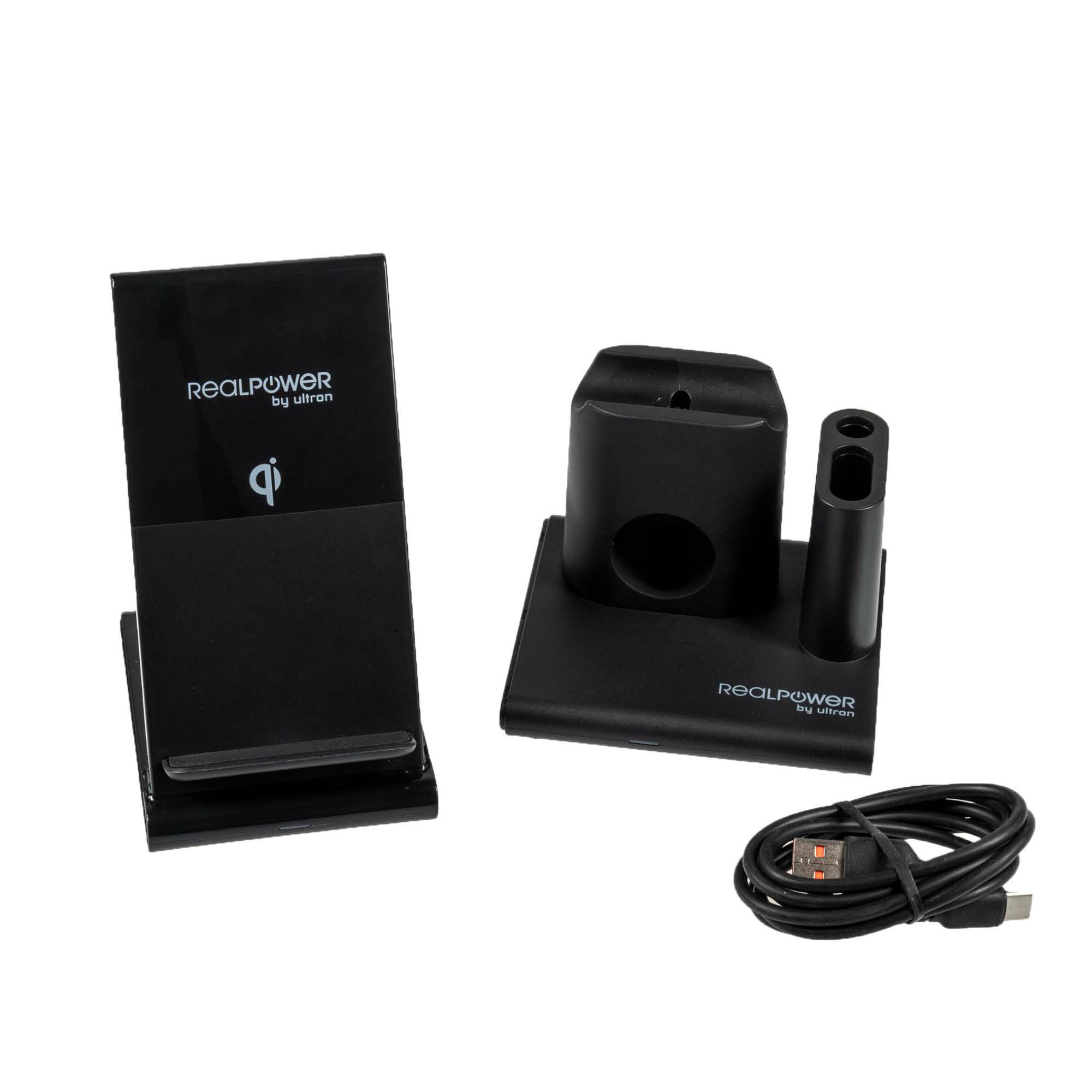 RealPower ChargeAIR Connect, Drinnen, USB, Kabelloses Aufladen, Schwarz