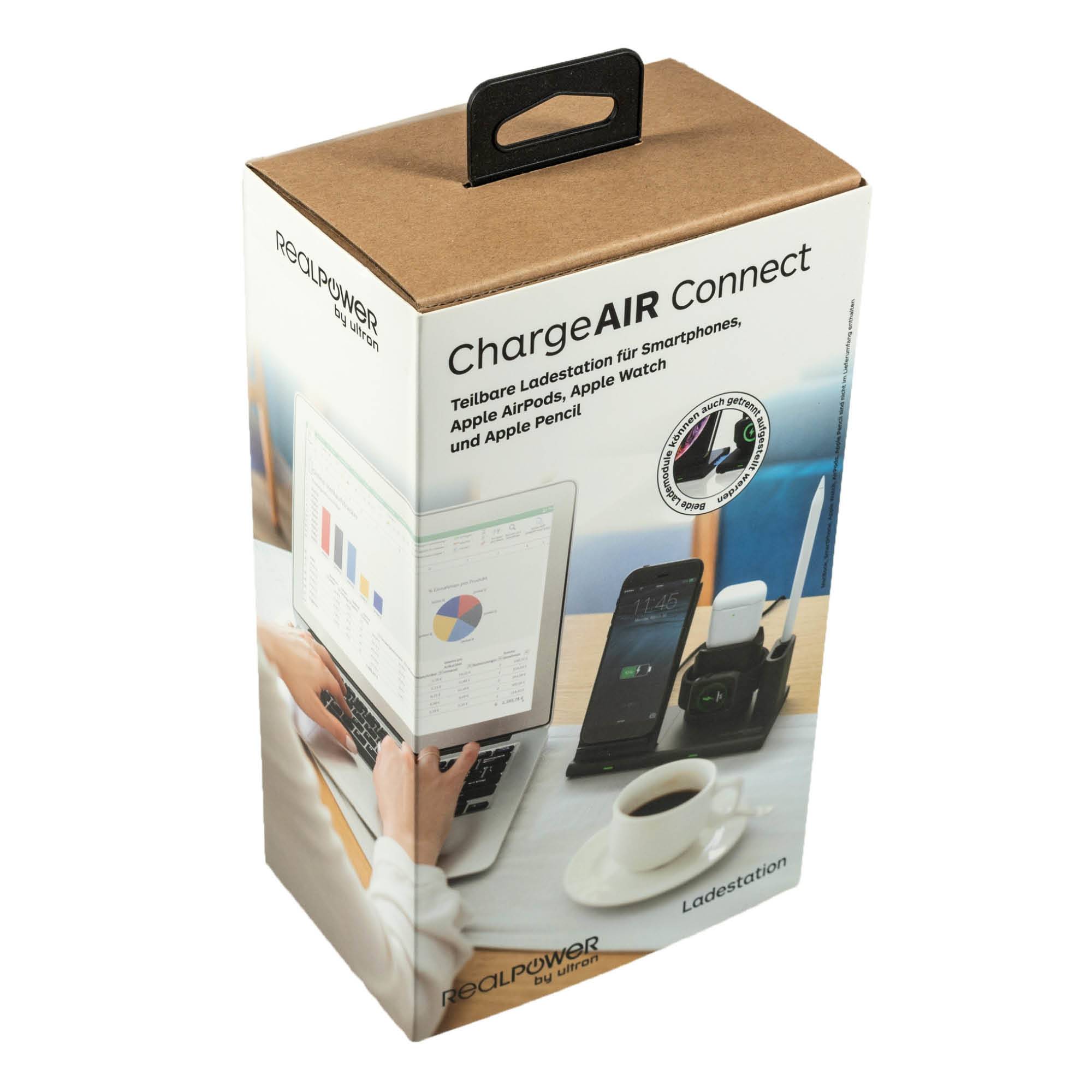 RealPower ChargeAIR Connect, Drinnen, USB, Kabelloses Aufladen, Schwarz