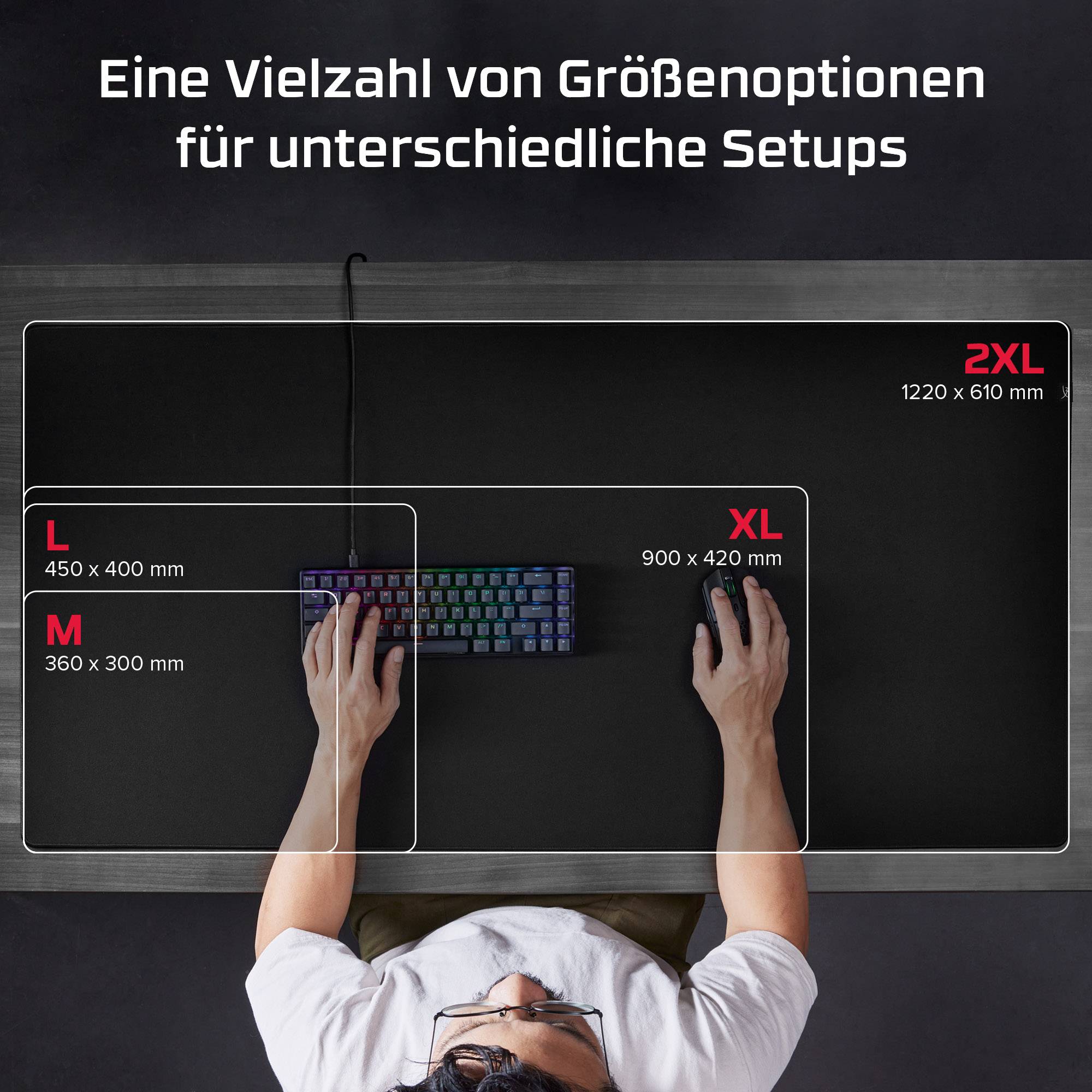HyperX Pulsefire Mat – Gaming-Mauspad – Stoff (XL), Schwarz, Monochromatisch, Tu