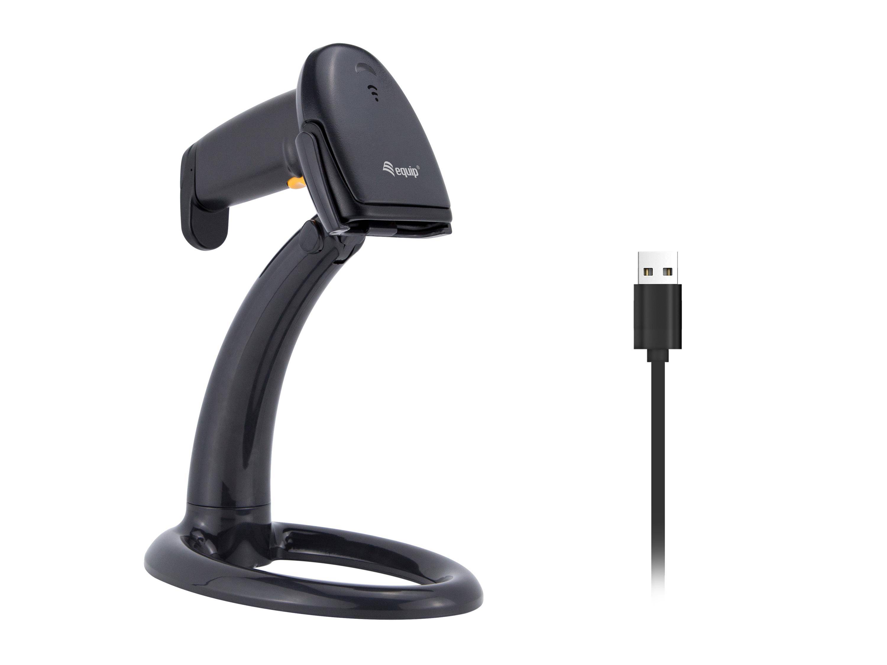 Equip USB 1D-Barcodescanner, mit Ständer, Tragbares Barcodelesegerät, 1D, LED, AIM-128, Codabar,