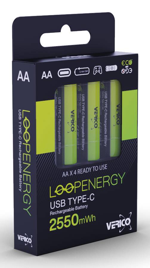 VERICO - Akku 8x AA 1700 mAh mit USB-C - - Mignon - Akku - Mignon (AA)
