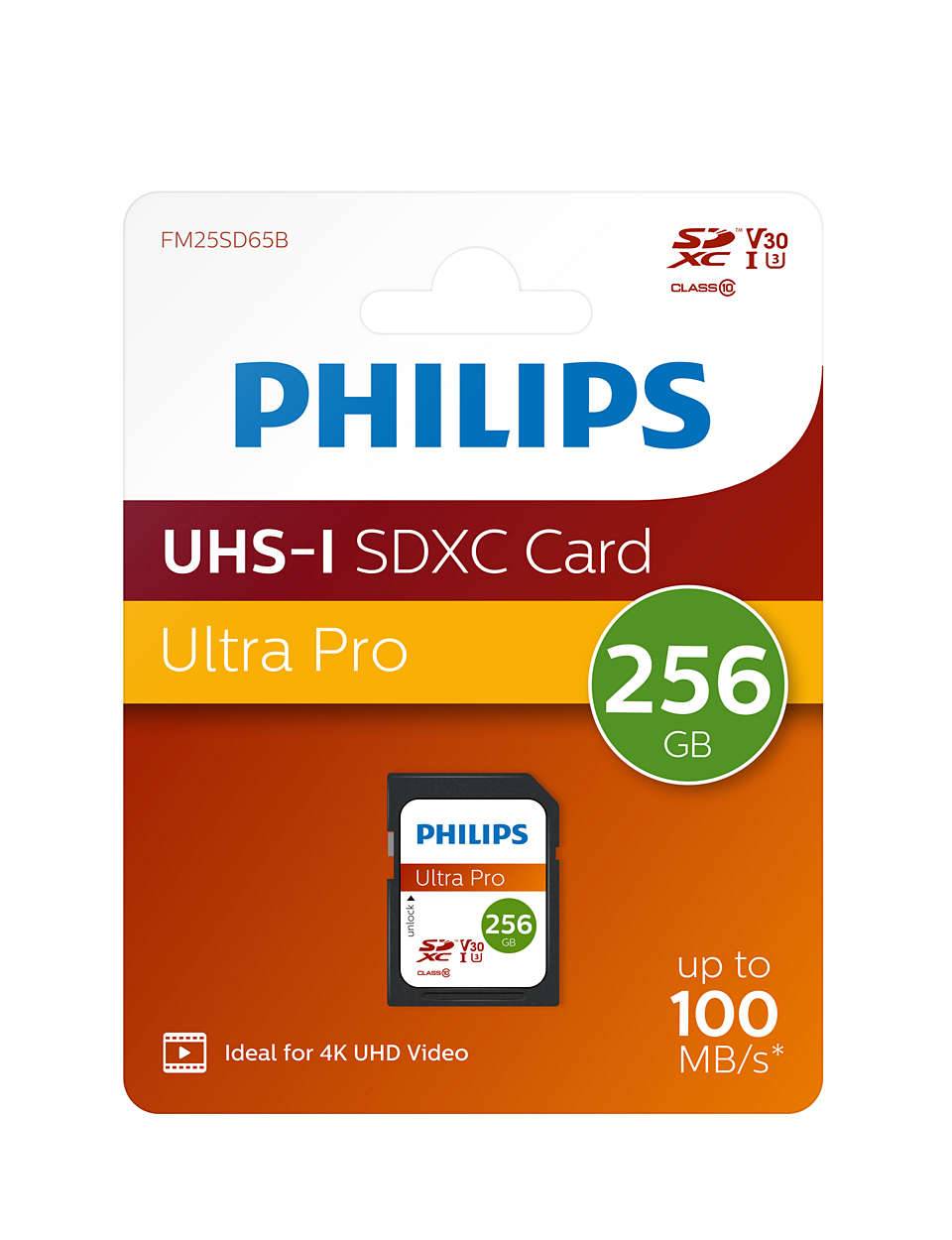 Philips SDXC Card 256GB Class 10 UHS-I U3 V30 A1