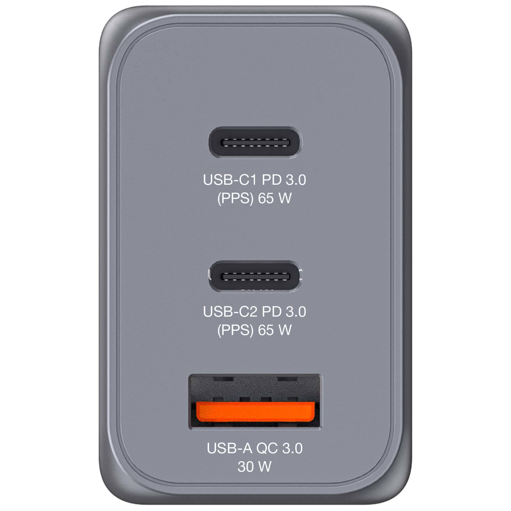 Verbatim GaN Charger 65 W, 3 Ports USB-C Ladegerät, Power Adapter mit 2 x USB-C und 1 x USB-A, Schnellladegerät
